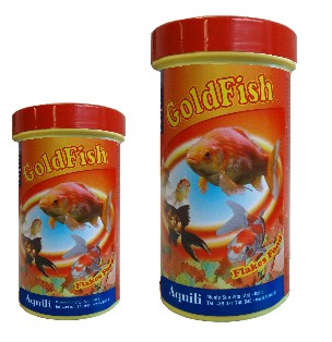Aquili Goldfish Flakes è il mangime base completo ideale per i pesci rossi e tutti gli altri pesci d’acqua fredda e da laghetto